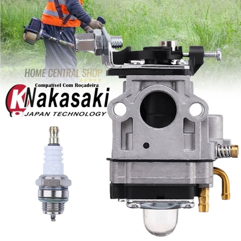 Carburador Para Roçadeira 2 Tempos Nakasaki 63cc 65cc Pro 75cc + Vela