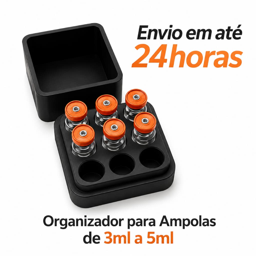 Caixa Porta Ampola 3ml a 5ml Case Organizadora Tirze Moun - 9 Porta Frascos Para Vacinas e Injeções Peptídeos