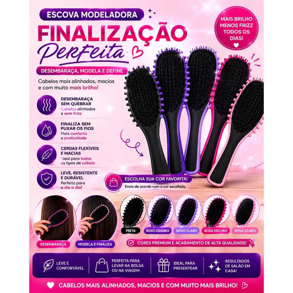Escova Finalizadora Beauty Flash Definição de Cachos e Finalização para Cabelo Ondulação Cacheado