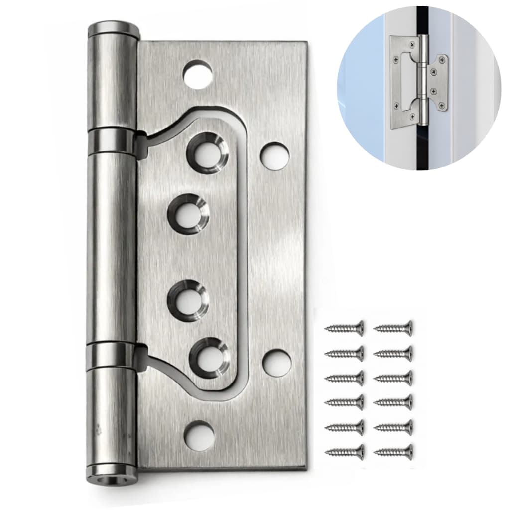 Kit 18 Peças Dobradiça Porta Sobrepor Aço Inox 4x3 Escovado