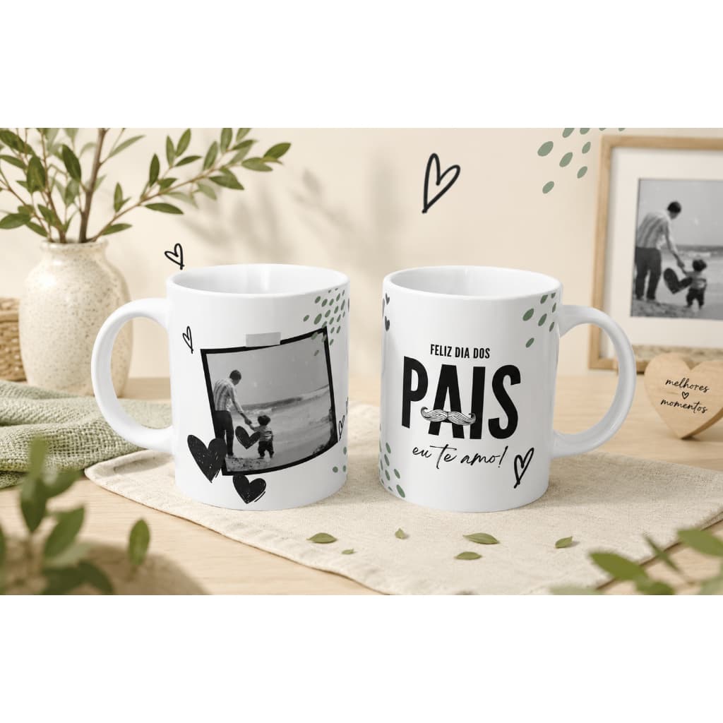 Caneca Personalizada com Foto Dia dos Pais | Presente para Pai Porcelana 350ml