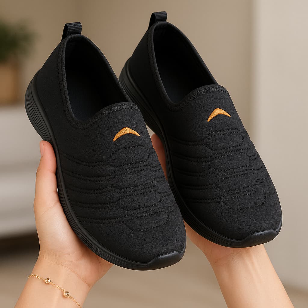Tênis Meia Feminino Preto Academia Slip On Caminhada Esportivo Antiderrapante Confortável