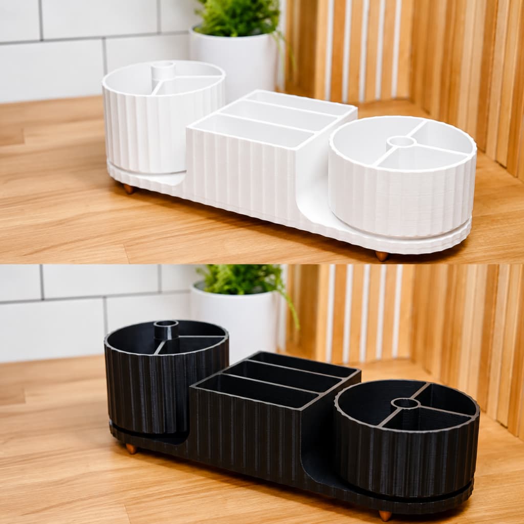 ORGANIZADOR GIRATÓRIO 360° – ELEGÂNCIA E PRATICIDADE PARA SUA BANCADA