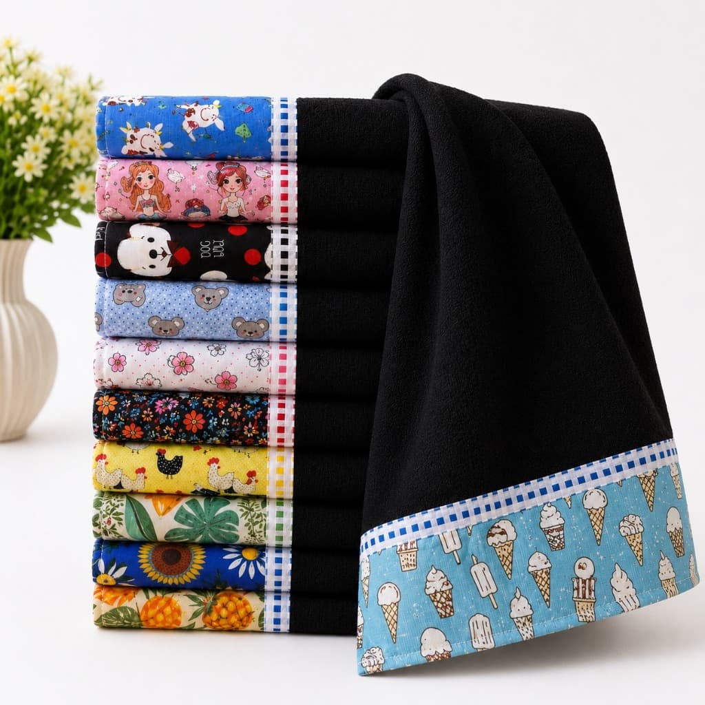 Pano De Prato Preto Pé De Galinha Estampas Decoradas