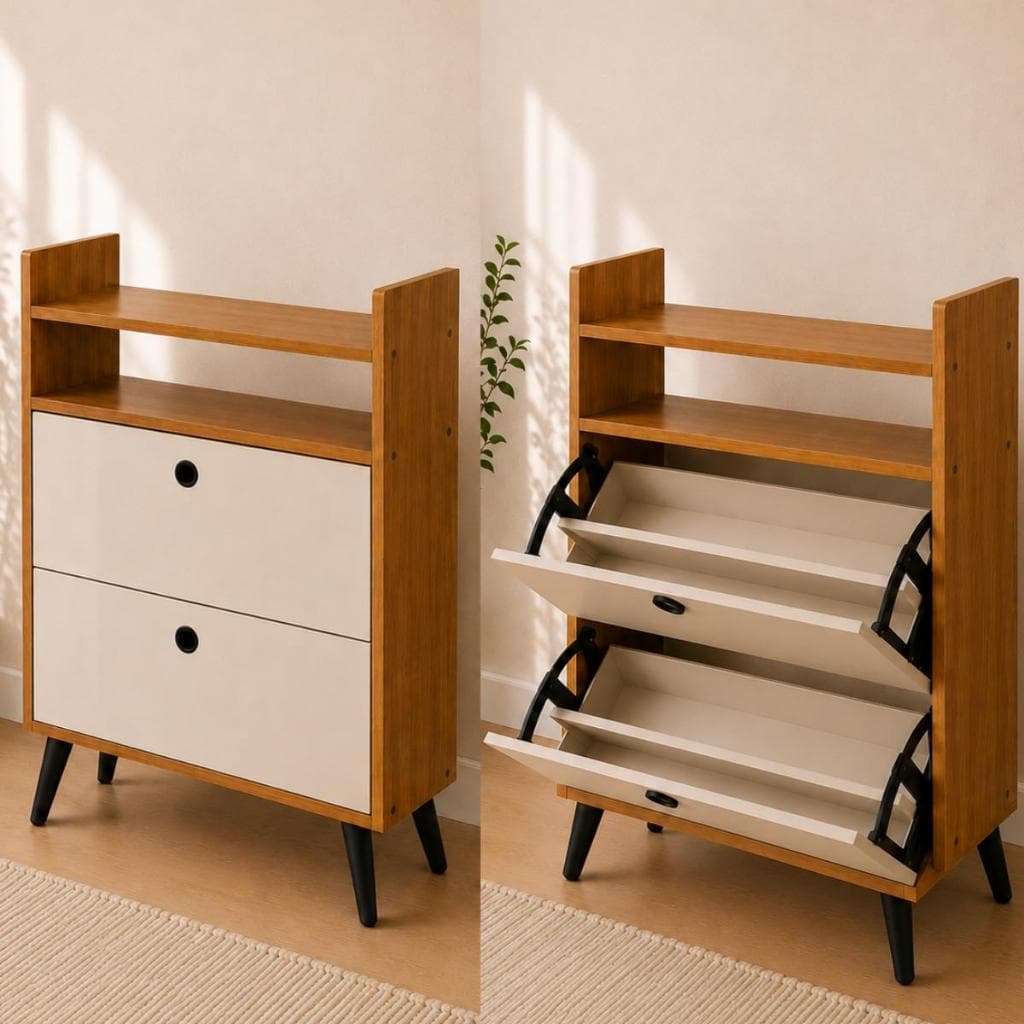Armário Sapateira Compacto 12 Pares com Nicho Superior para Quarto e Closet Organizador para Entrada 12 Pares