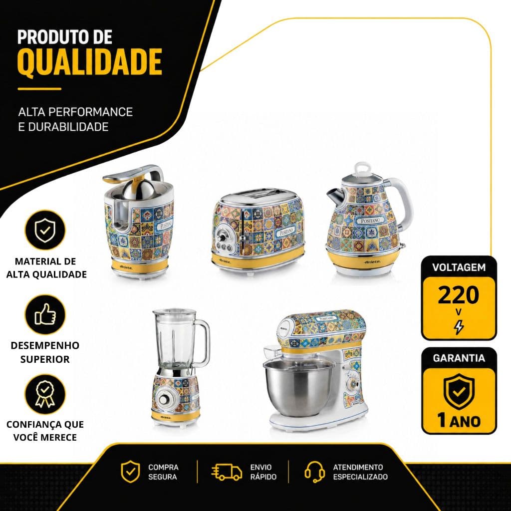 KIT DE 5 ELETROPORTÁTEIS ARIETE POSITANO ESTAMPADO 220V