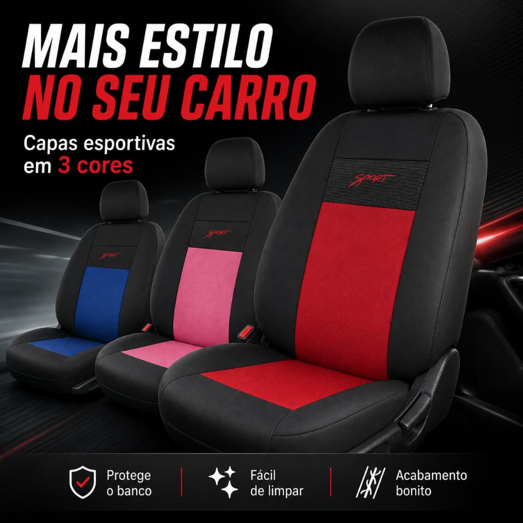 Capa Para Banco Automotivos Esportiva Tecido Original Azul/Vermelho/Rosa Para Carro Premium