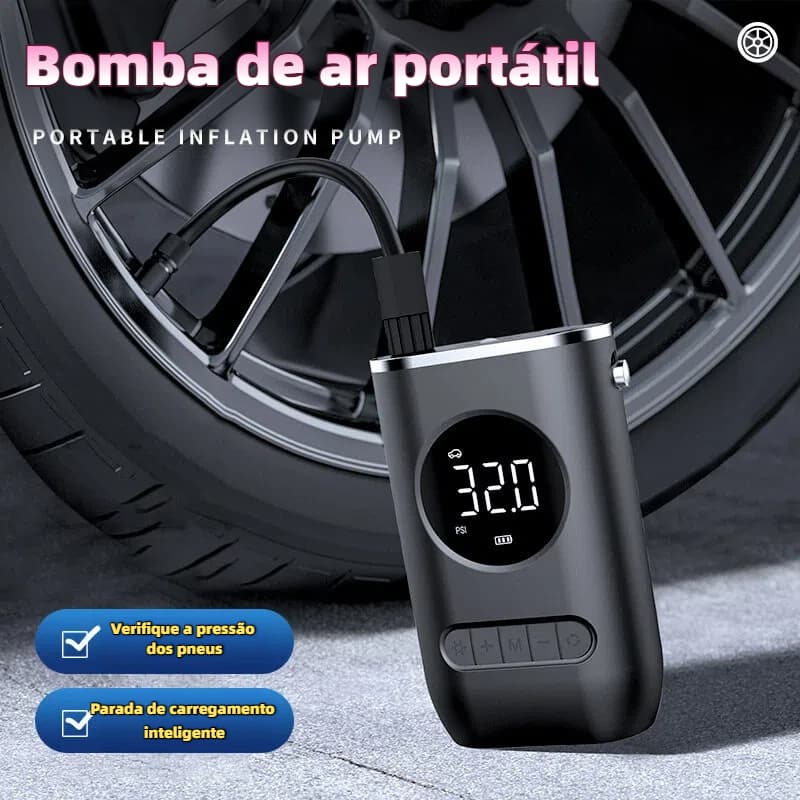 Inflador de pneus automático sem fio 7,4 V - Mini bomba de ar manual/de mesa de 150 PSI com visor de voltagem em LED