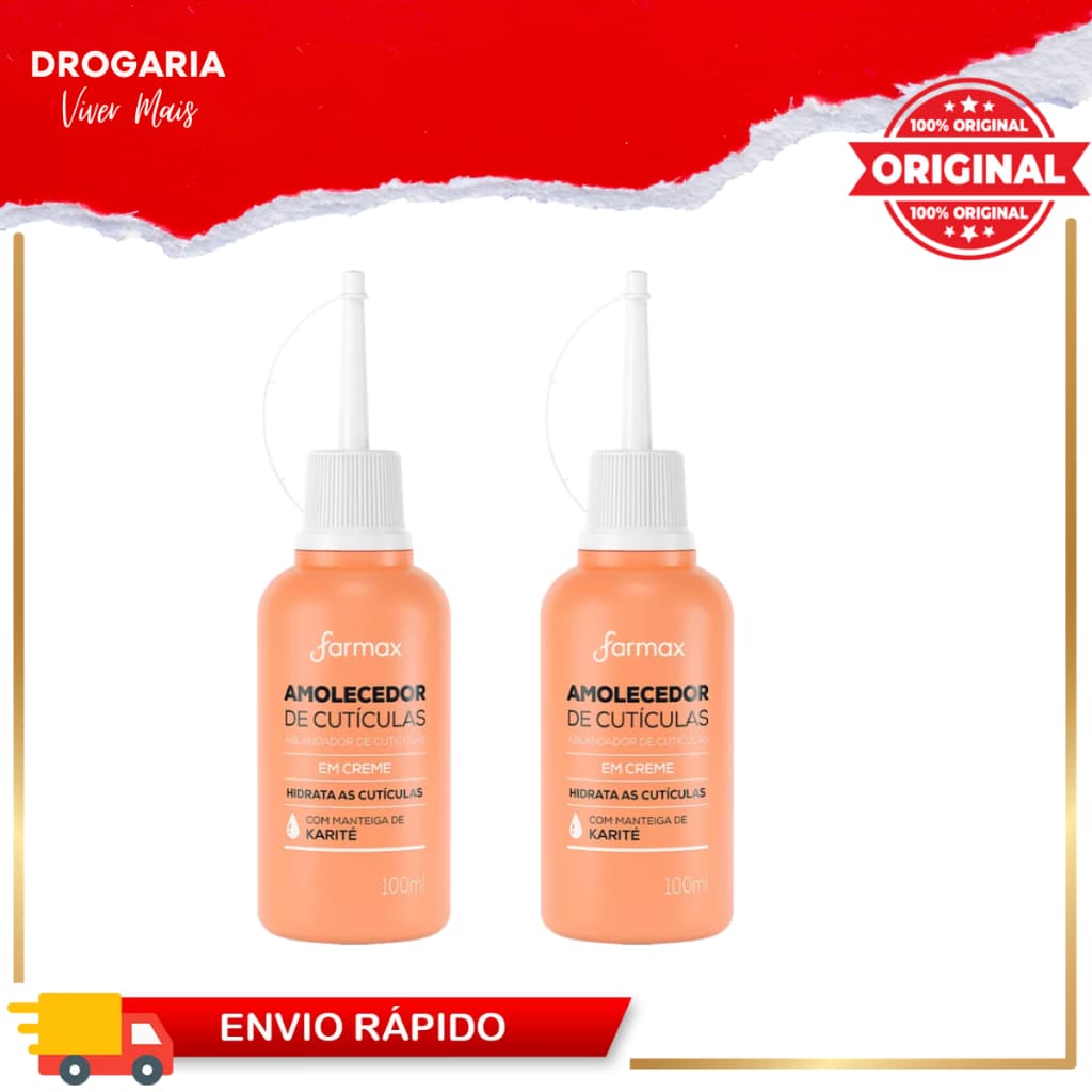 2 unidades Amolecedor De Cutículas 100ml Em Creme Farmax
