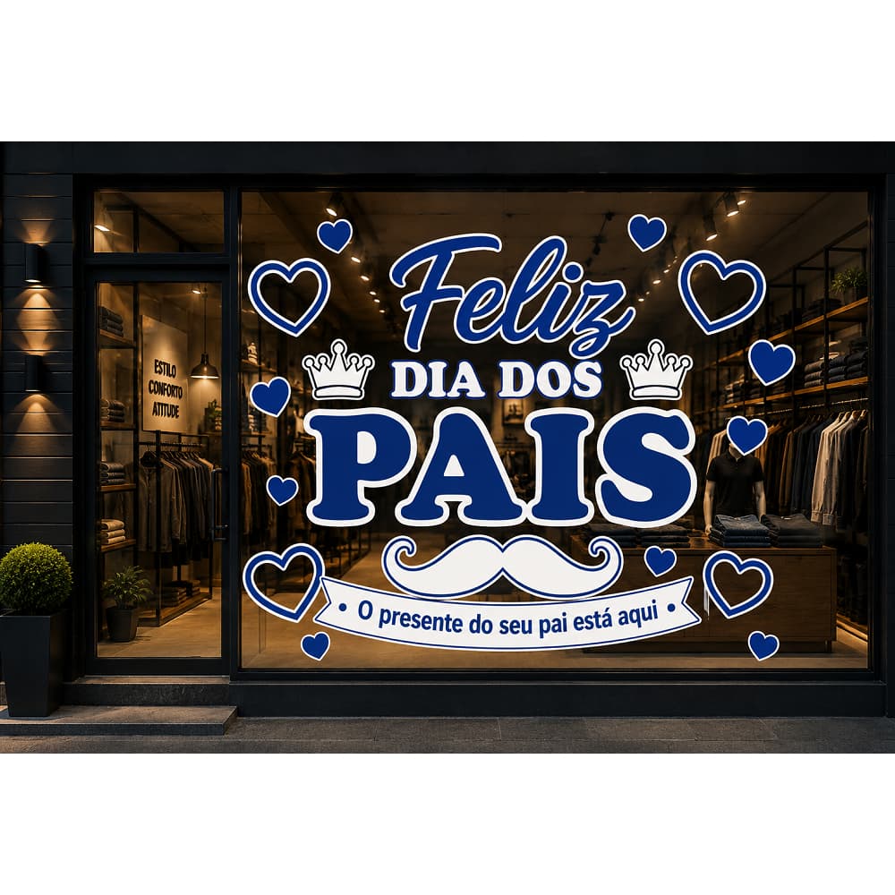 Adesivos Vitrine Dia Dos Pais Loja Decorativa A Prova D`Água