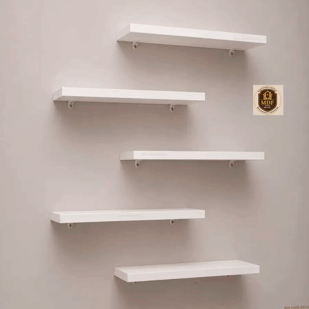 Prateleiras Brancas Kit 5 Medidas 35x15cm Para Quarto Sala Banheiro Escritório