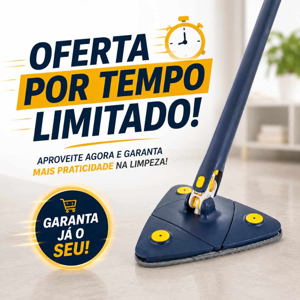Mop Limpeza Giratorio 360 Graus Triangular Design Inovador Facil Uso