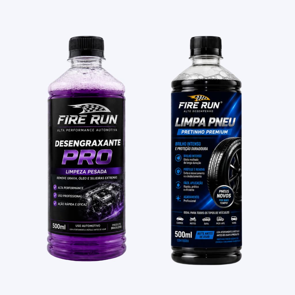 Kit Automotivo Fire Run Desengraxante + Limpa Pneu (500ml/ Cada)