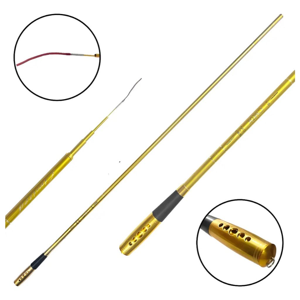 Vara Telescópica Cmik 100% Carbono 6,3m 165g Dourada Com Nf