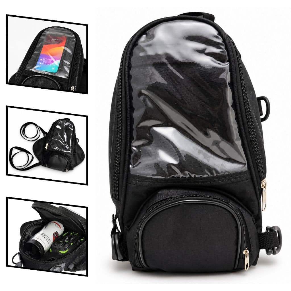 Bolsa De Tanque Porta Celular Magnética para Motocicleta Moto com Capa De Chuva e imã preto vermelho