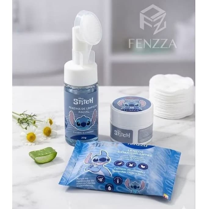 kit 3  Produtos Espuma Hidratante e Lenço demaquilante Facial Fenzza