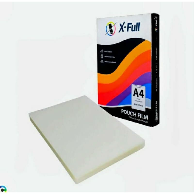Kit 300 Folhas Plastico p/ Plastificação Polaseal A4 220x307mm 125mic Folha Dupla X-FULL