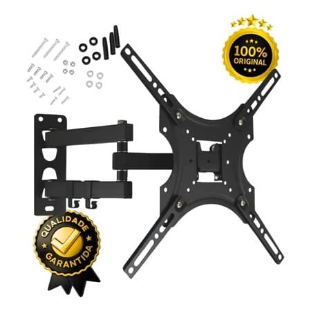 Suporte Articulado Para Tv 14 a 58 polegadas Inclinado Reforçado Suporta 50kg Preto