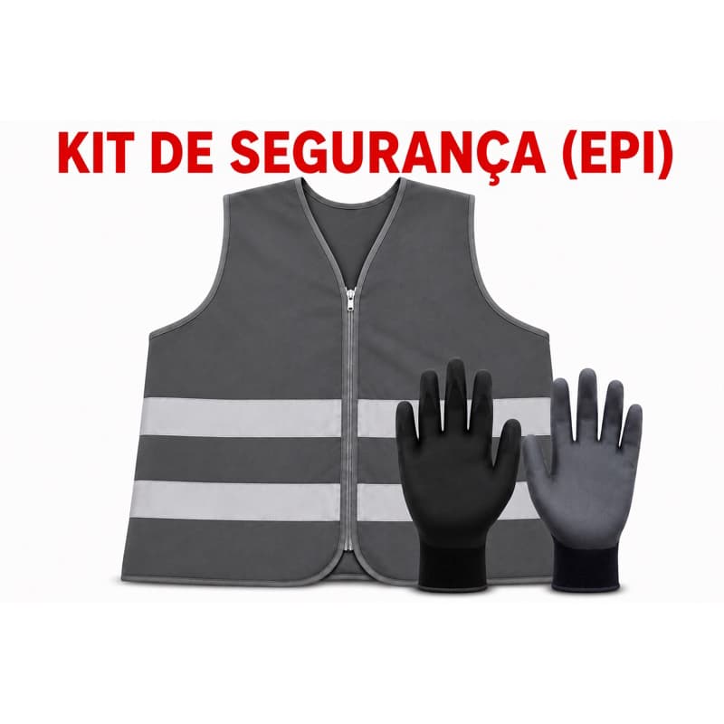 Kit Colete Refletivo Cinza + Luva PU preta (diaristas Shopee).