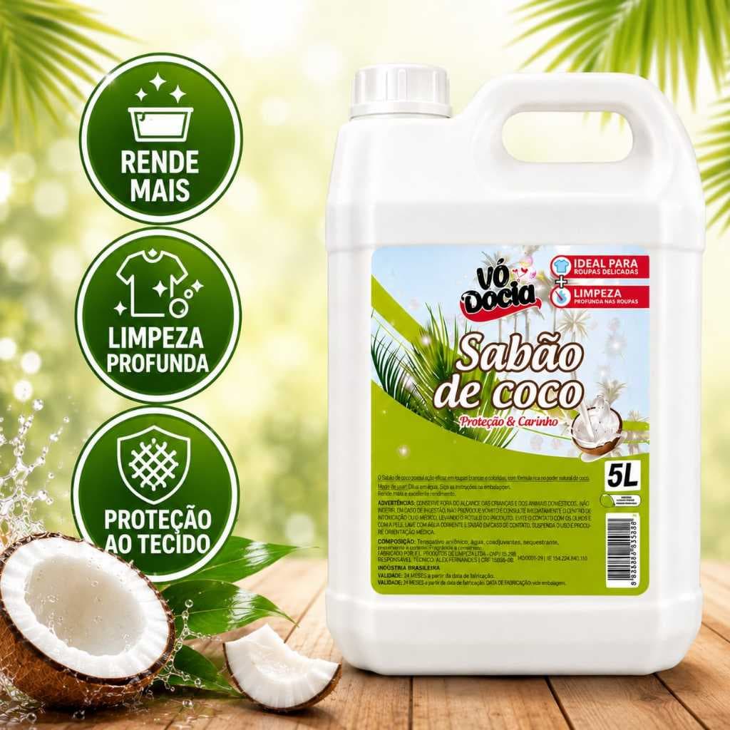 Sabão Liquido de Coco Lava Roupas Delicadas Roupa de Bebê