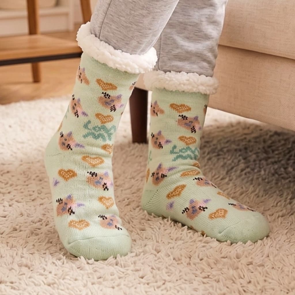 Meia Pantufa Peluciada Térmica Com Antiderrapante Feminina Grossa Quentinha Inverno PROMOÇÃO
