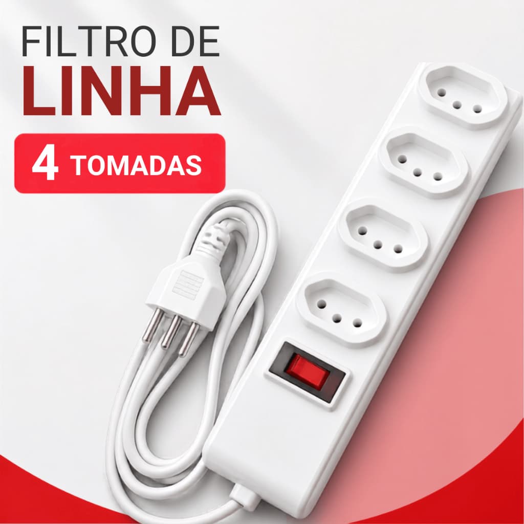 Extensão Elétrica Régua C/ Protetor 4 Tomadas 1m e 2m Original Promoção