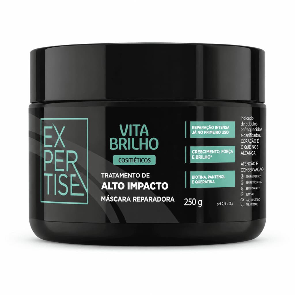 Máscara Reparadora Expertise Alto Impacto Vita Brilho 250g Biotina Queratina Pantenol Crescimento Força Brilho