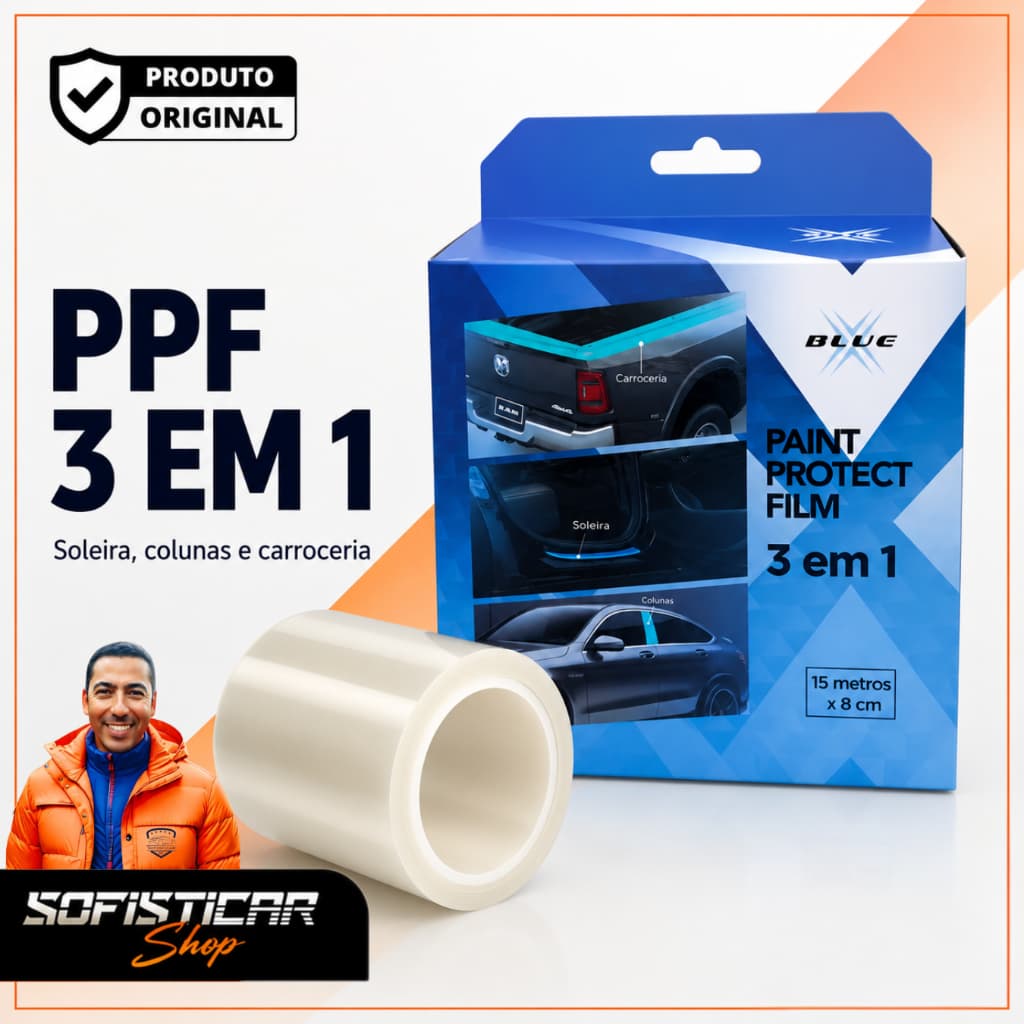 PPF 3 em 1 Blue X protetor de porta de carro película automotiva estética automotiva