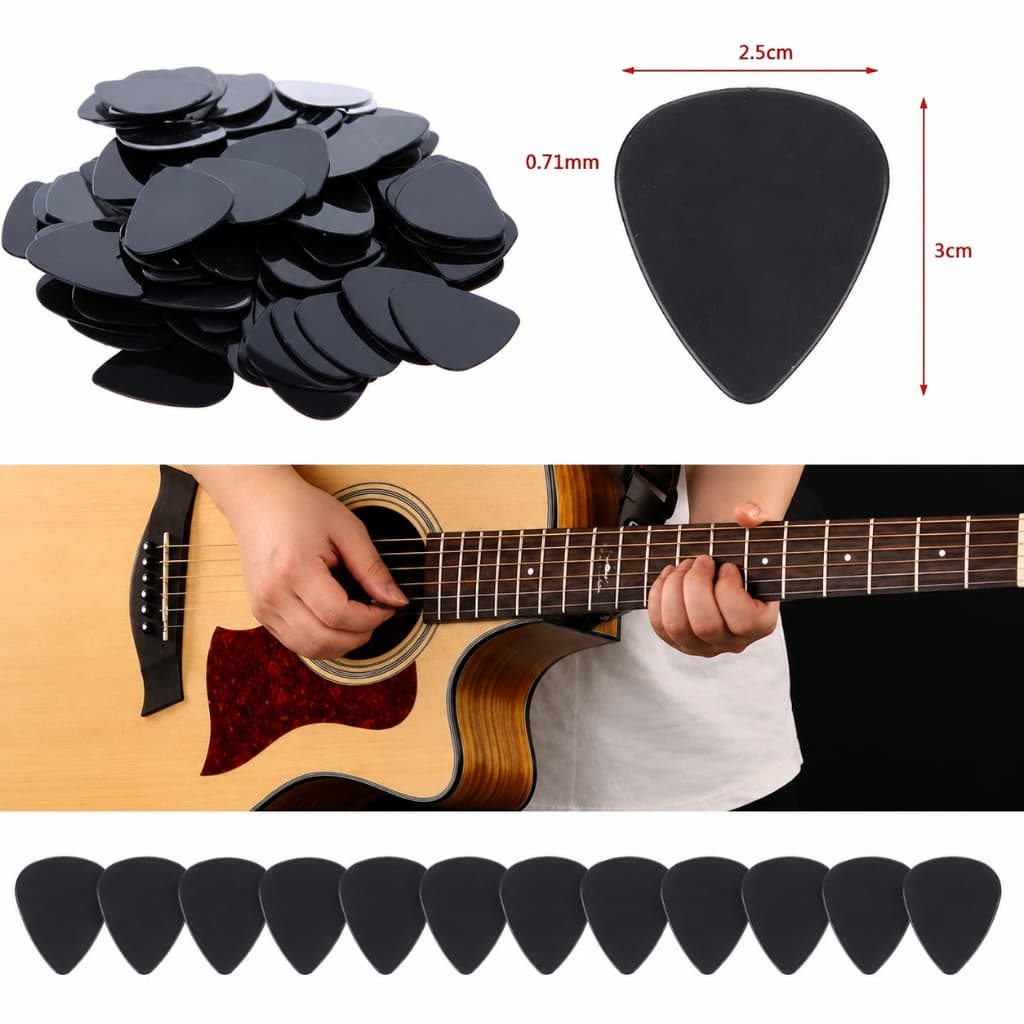 Kit de Palhetas Preta para Guitarra, Violão, Ukulele, Cavaco e Baixo