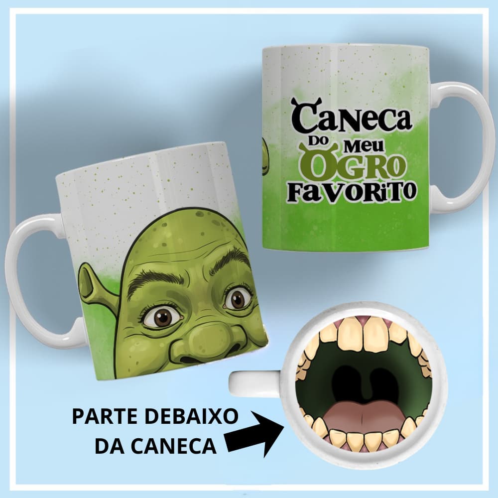CANECA BOCÃO SHREK MEU OGRO FAVORITO PRESENTE ENGRAÇADO HUMOR