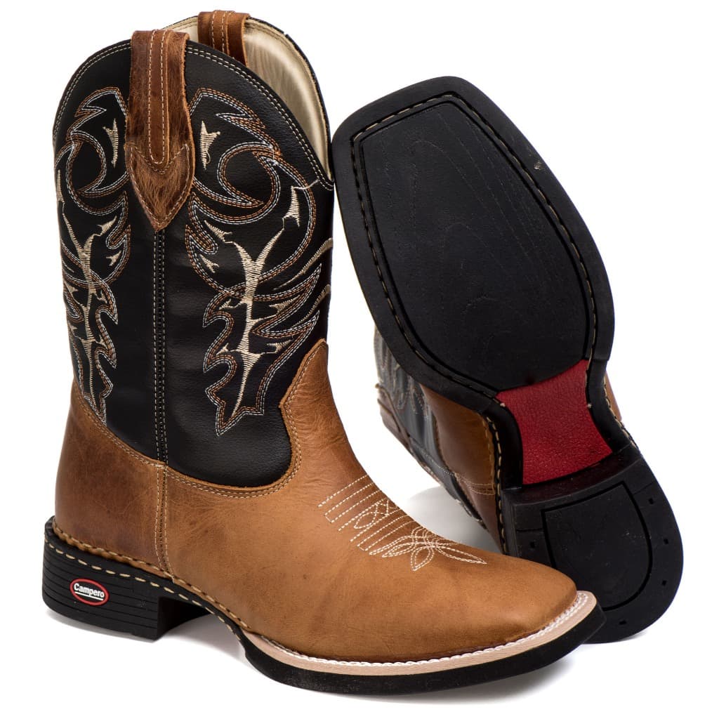 223TW-SALDO DE ESTOQUE ULTIMO PAR NR. 43 - Bota Masculina Country Cano Longo Bico quadrado legitimo couro bovino
