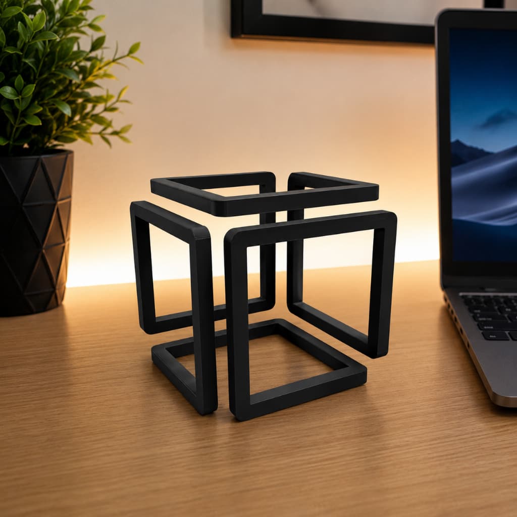Cubo Infinito Geométrico Decoração Minimalista Escultura Desk Setup Gamer