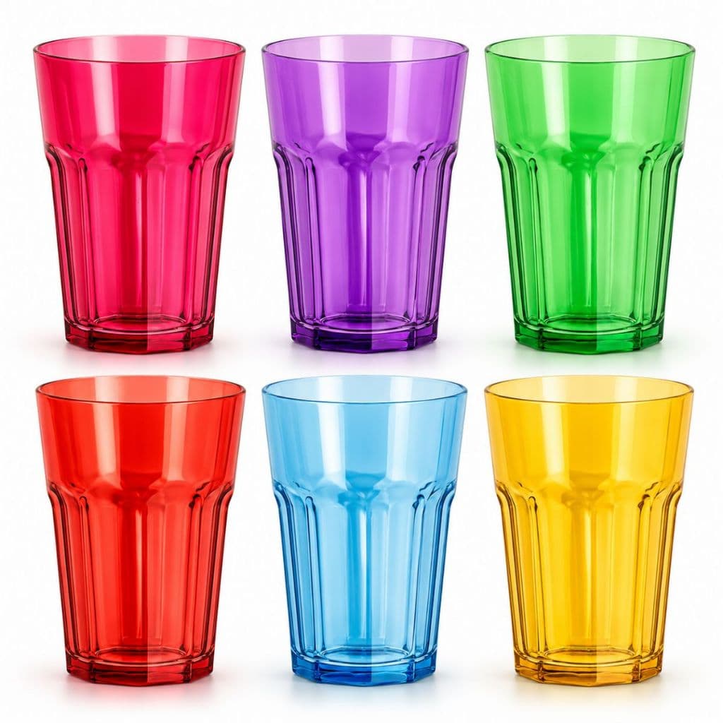 Jogo 6 Copos De Vidro 450ml Kit Copo Colorido Grande Vidro Resistente Para Água Sucos E Drinks