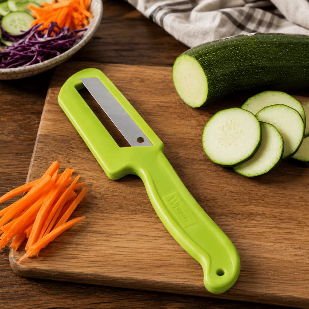 Picador de Legumes Lâmina Afiada Cabo Ergonômico Fatiador Cortador Descascador Material Leve e Resistente Várias Cores