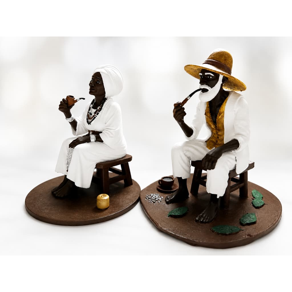Casal de Preto Velho – Imagem Decorativa | Pintada à Mão.