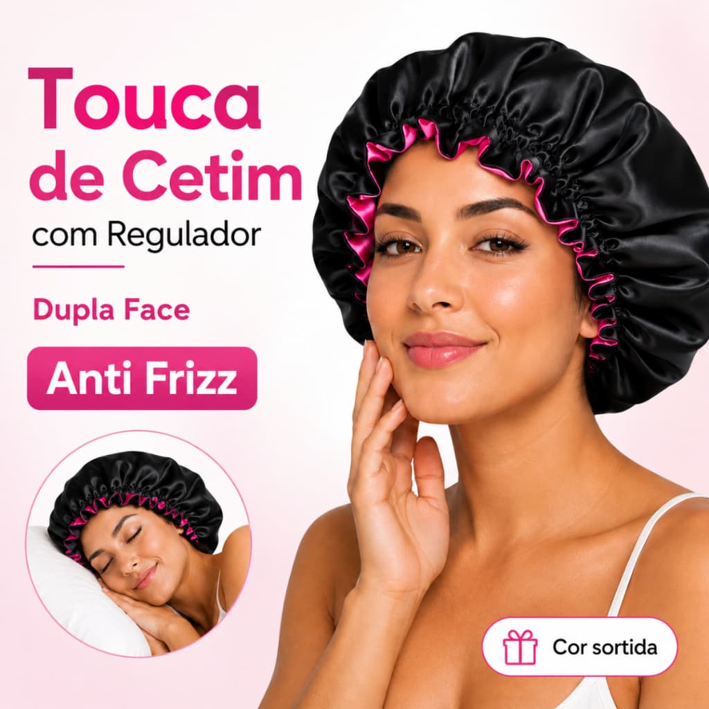 Touca de Cetim com Regulador Dupla Face para Dormir Anti Frizz