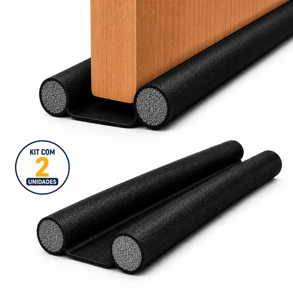Kit 2 Protetor Veda Porta Tapa Porta Rolinho Ajustável 80/90/100cm Impermeável Anti-Inseto Proteção