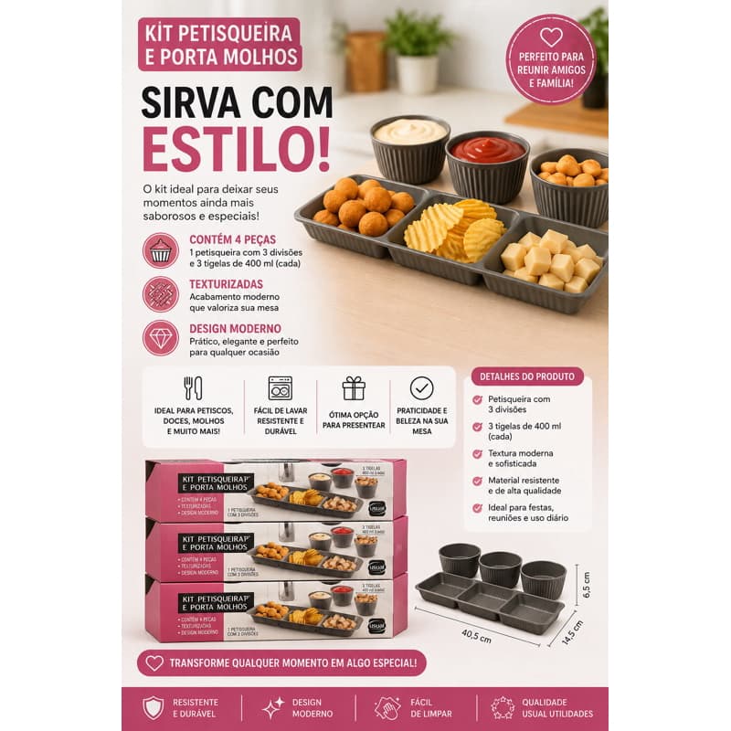 Kit Petisqueira Multiuso - Ideal Para Frios e Aperitivos