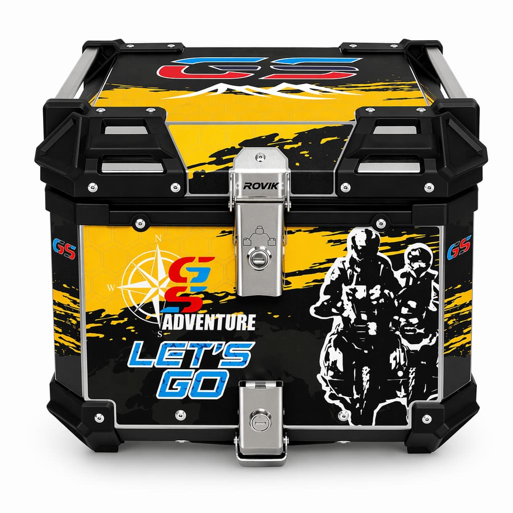 Baú Traseiro Moto 45L Alumínio GS Adventure Premium Universal Dupla Trava Base Inclusa