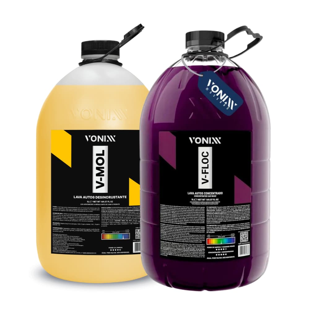 Kit Vonixx V-Mol + V-Floc 5 Litros – Limpeza Automotiva Completa com Alto Desempenho