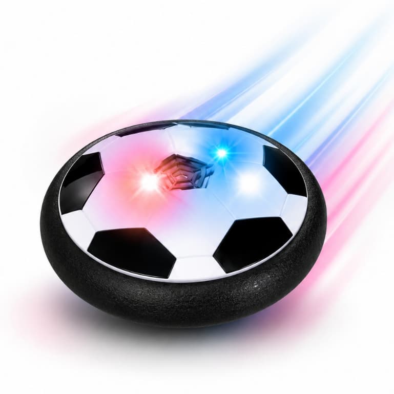 Brinquedo Bola Flutuante Futebol Infantil Hover Ball LED Branco Preto