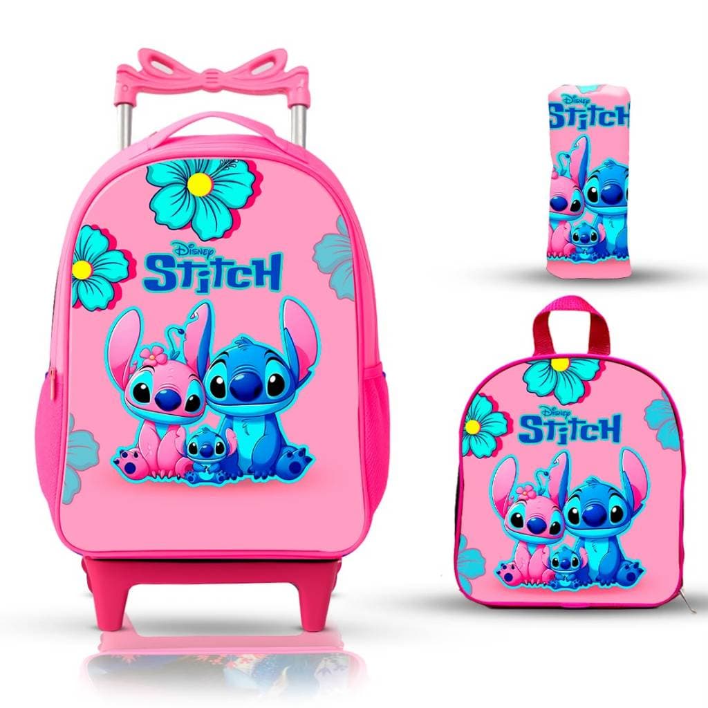 🎒 Kit Mochila Escolar 3 Peças Infantil de Rodinha + Lancheira + Estojo | Mochila Escolar Completa Resistente |  Volta às