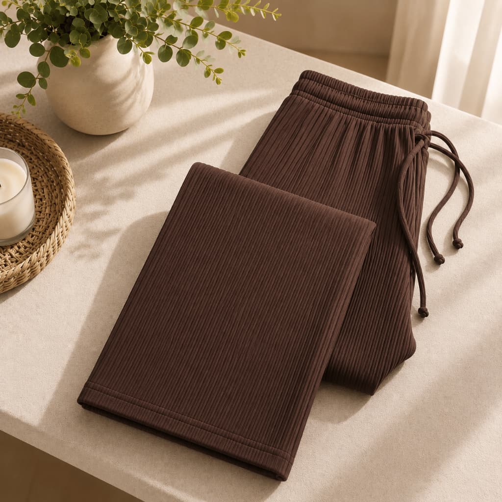 Calça Pantalona Feminina Canelado texturado Calça Basica Feminino Cintura Alta Pantalona Elegante