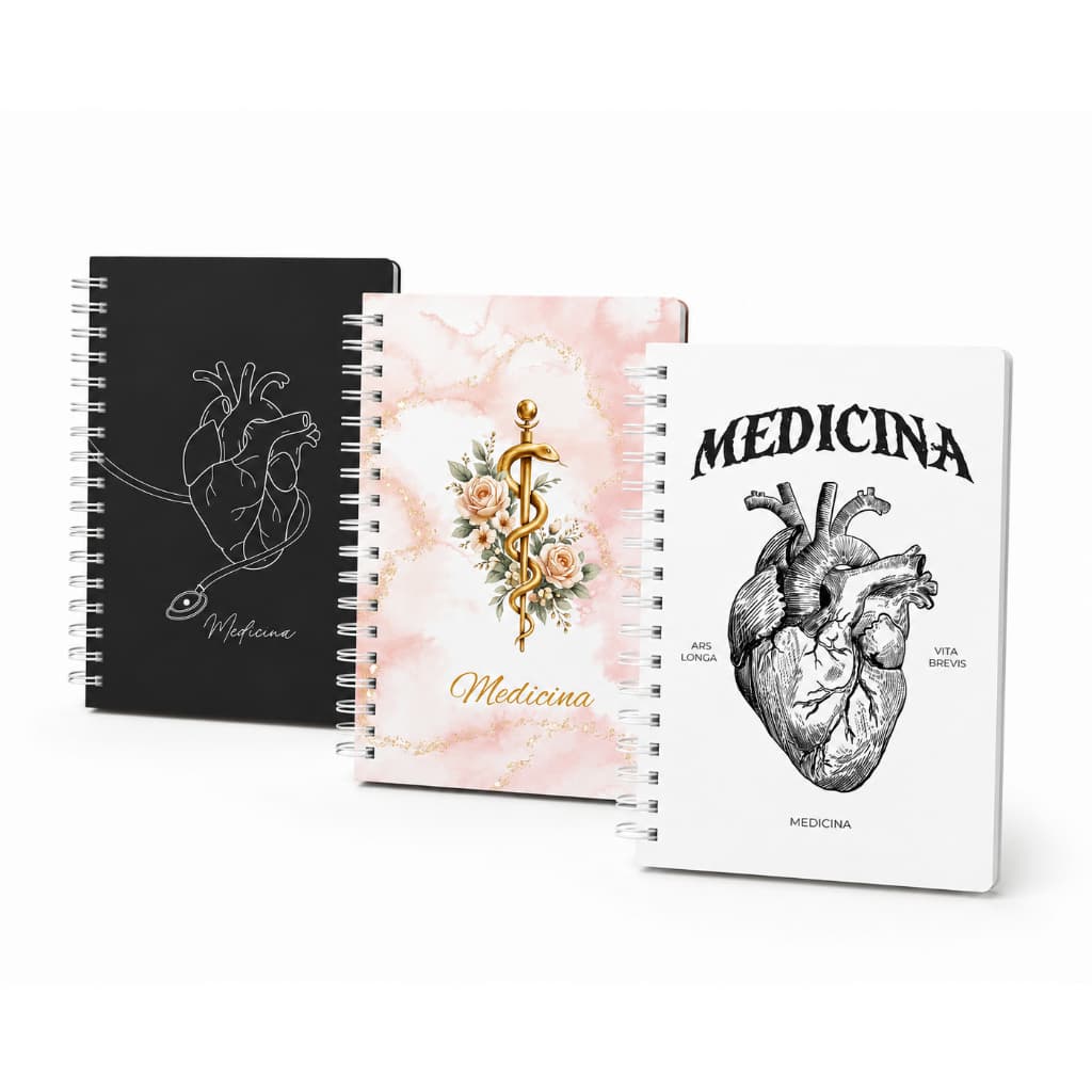 Caderno Universitário Medicina Personalizado Com Nome 1 à 10 Matérias Escolar Colegial Faculdade
