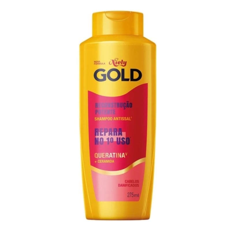 Shampoo Reconstrução Potente Queratina + Ceramida Niely Gold 275ml