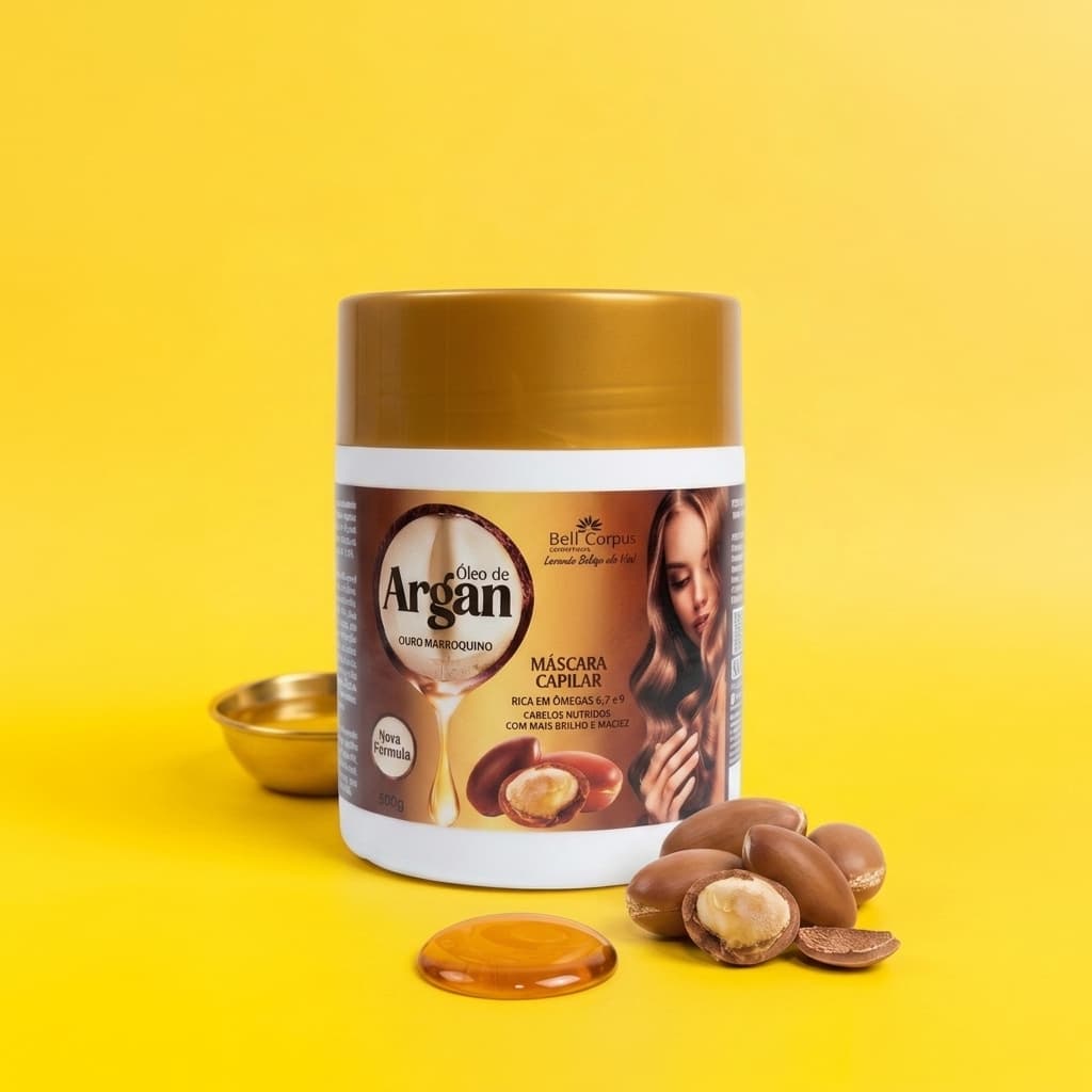 Máscara Tratamento Capilar Óleo de Argan 500g Hidratação Intensa Brilho Extraordinário – Bell Corpus