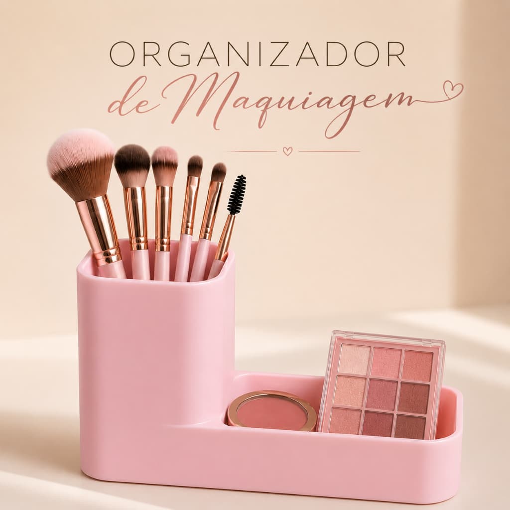 Organizador de Maquiagem Porta Pincéis Porta Cosméticos com Divisórias Multiuso