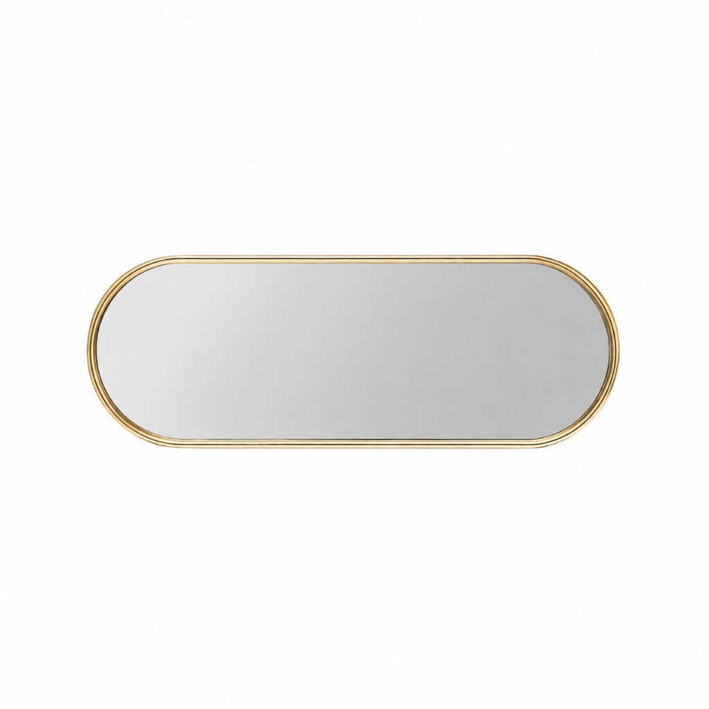 Bandeja Espelhada Dourada Cápsula 30x10cm Organizador Perfumes Penteadeira Banheiro Lavabo Vidro
