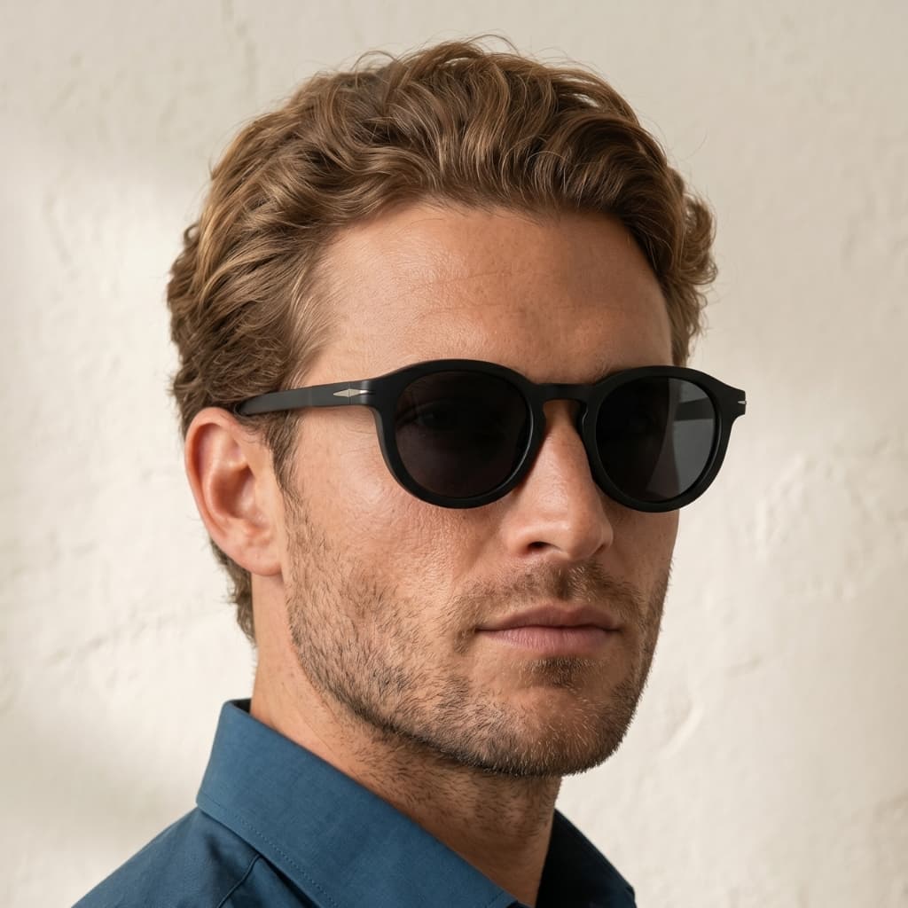 Óculos de Sol Redondo Escuro Premium Classico Em Alta Tendencia Acetato uv400 Masculino Feminino