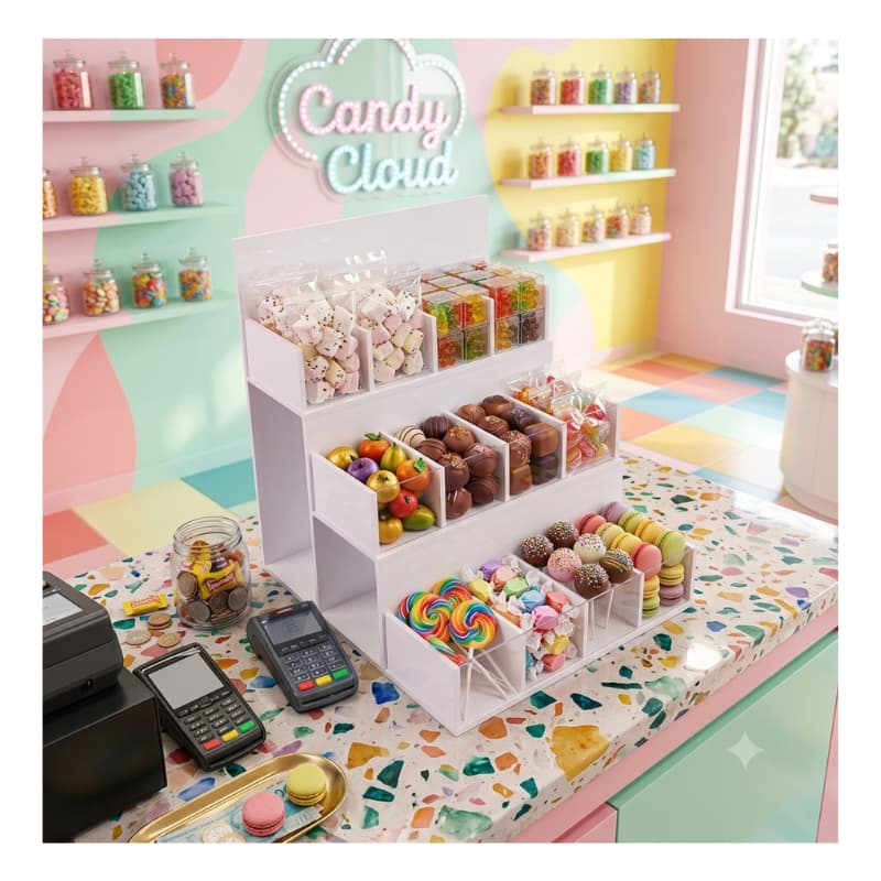 : Display Expositor De Balcao Em Pvc 5mm Para Comercio Doceria E Festas Resistente